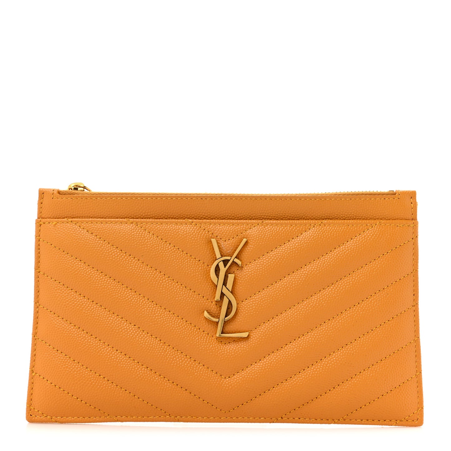 Grain De Poudre Chevron Monogram Bill Pouch Senape Yellow