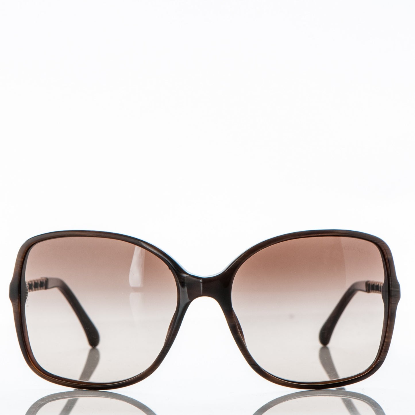 Acetate Metal Lambskin Chain Square Sunglasses 5210-Q Brown