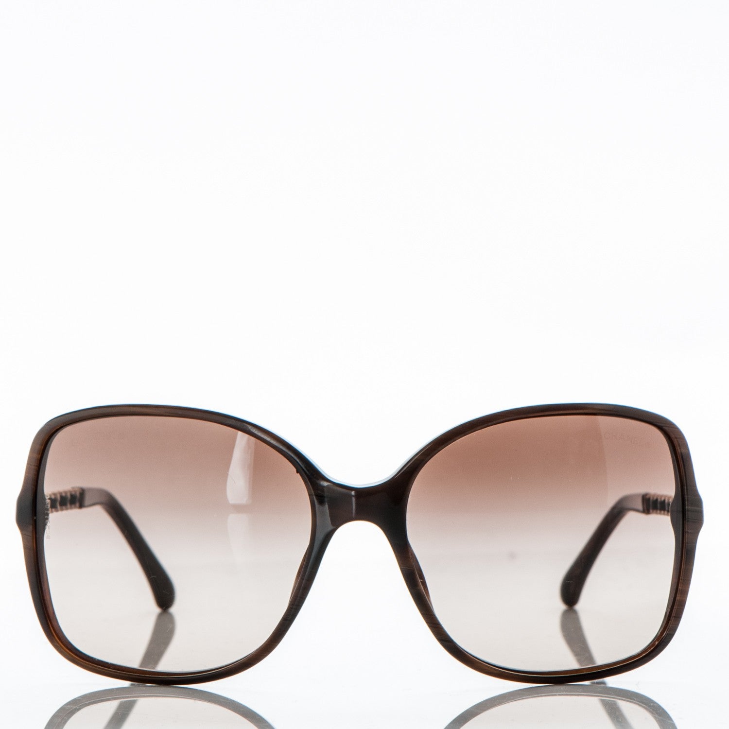 Chanel Acetate Metal Lambskin Chain Square Sunglasses 5210-Q Brown 2 of 6