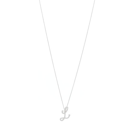 Roberto Coin 18K White Gold Diamond Cursive Letter L Pendant Necklace 1 of 4