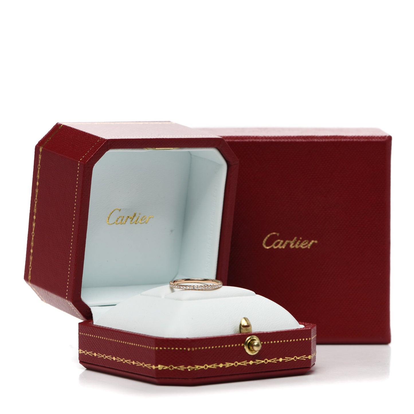 18K Pink Gold Diamond 1.5mm Étincelle de Cartier Wedding Band Ring 49 4.75