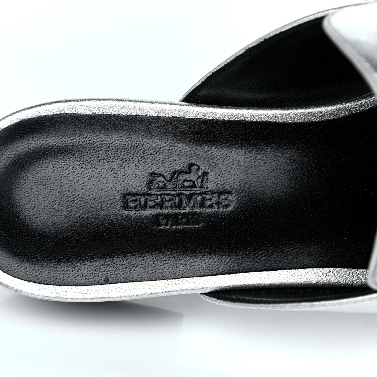 Hermes Metallic Nappa Trocadero Mule 37.5 Gris Argento 7 of 16