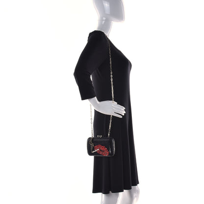 Prada Sequin Crystal Cocktail Chain Clutch Black 2 of 11