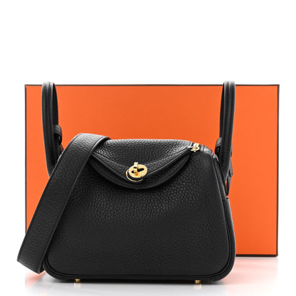 Hermes Taurillon Clemence Mini Lindy 20 Black 12 of 12