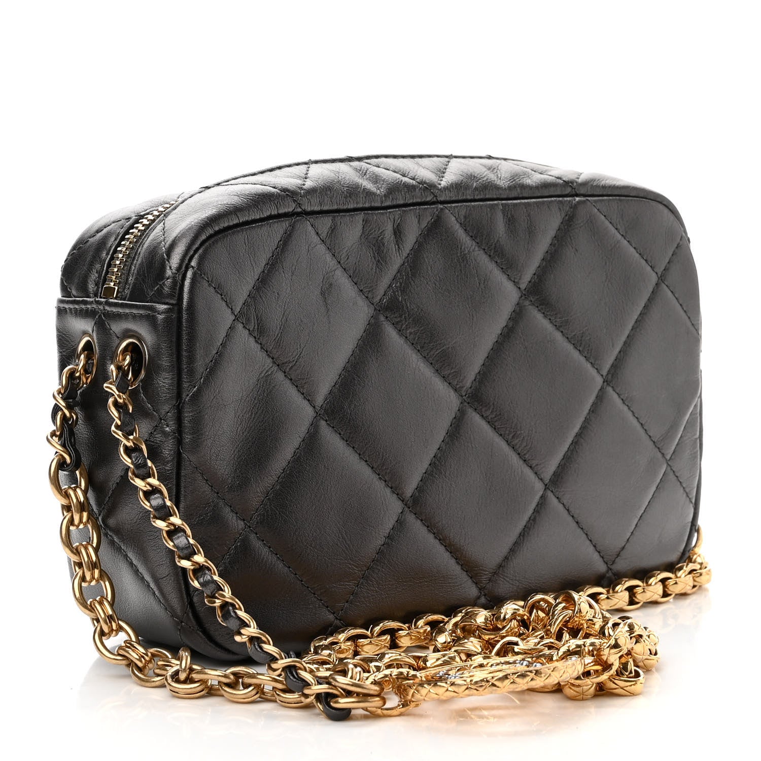 Chanel Metallic Calfskin Pearl Quilted CC Mini Camera Case Ruthenium 3 of 12
