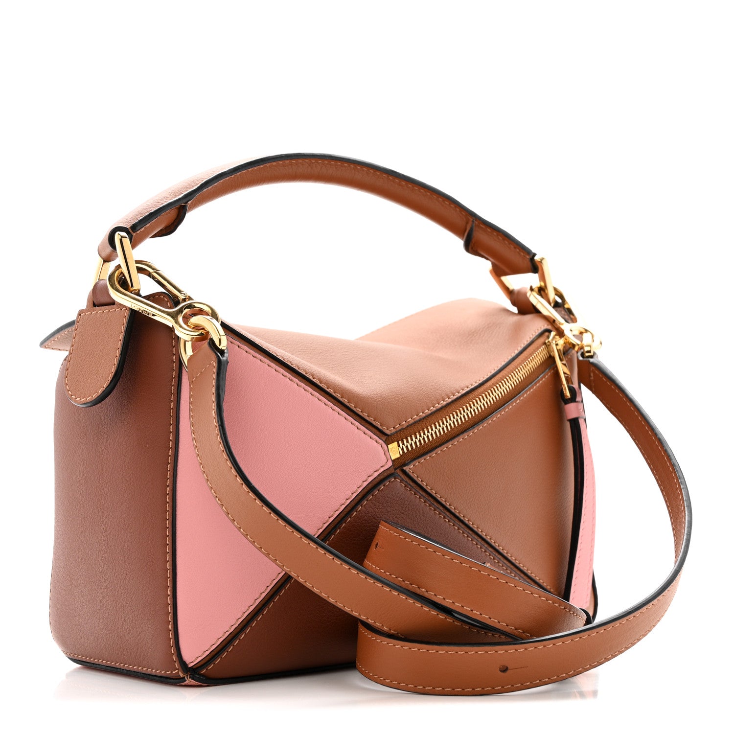 Loewe Calfskin Small Puzzle Bag Tan Medium Pink 3 of 13