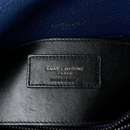 Saint Laurent Sheepskin Matelasse Chevron Monogram Medium College Bag Blue Charron 7 of 12
