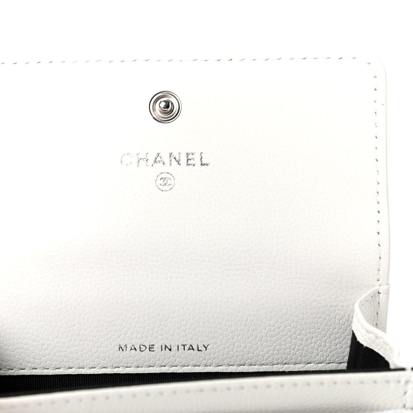 Caviar Quilted My Everything Flap Card Holder White