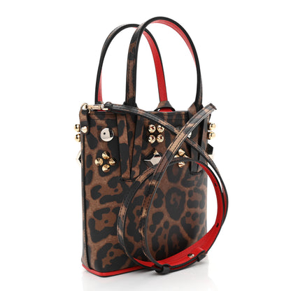 Christian Louboutin Calfskin Leopard Spike Studded Mini North South Cabata Tote Multicolor 3 of 7