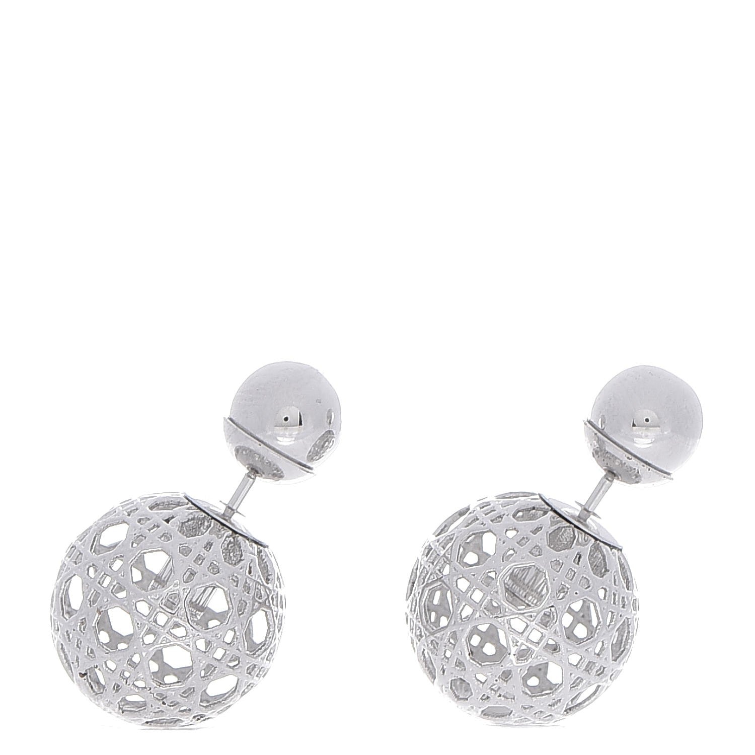 Christian Dior Cannage Mise En Dior Tribal Earrings Silver 1 of 5