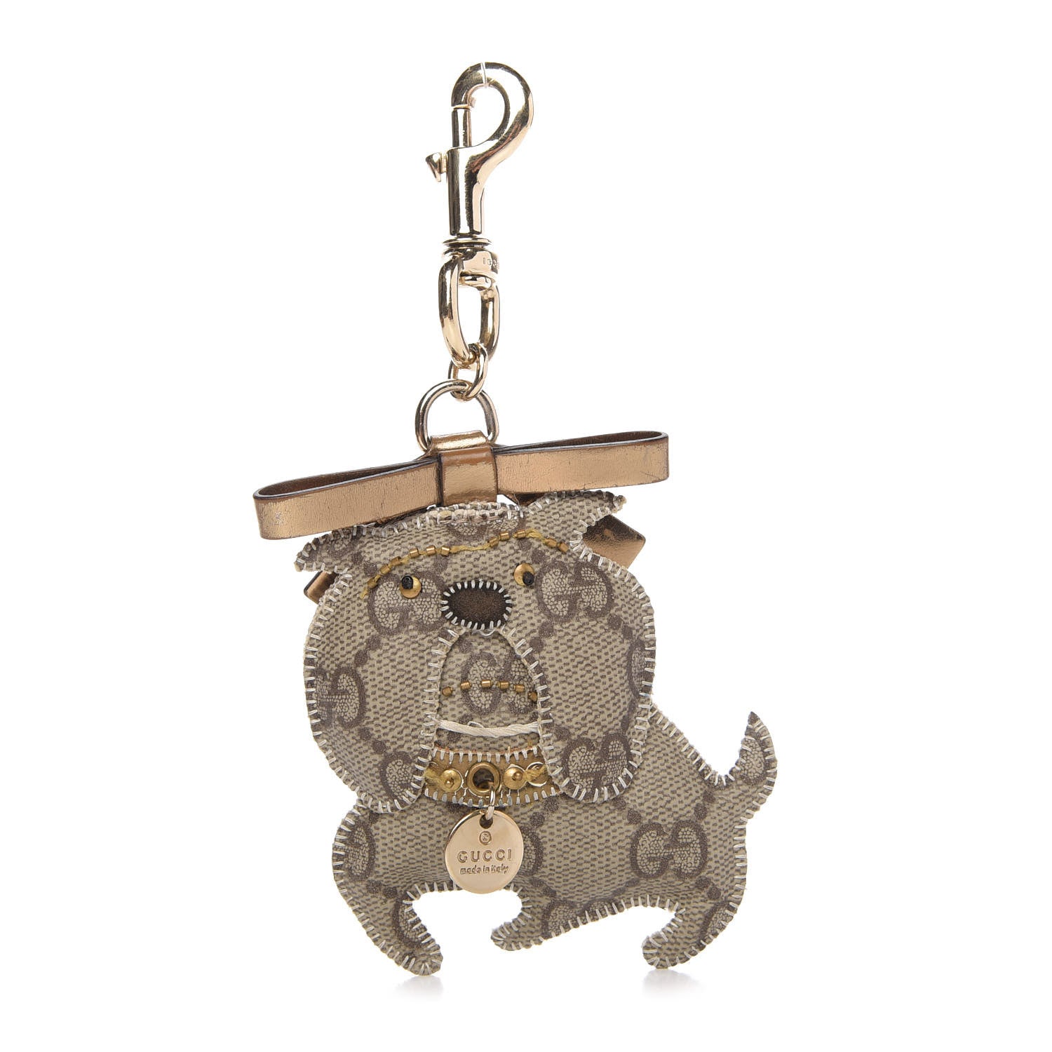 Gucci GG Supreme Monogram Bull Dog Key Charm 1 of 4