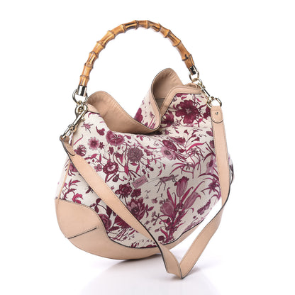 Gucci Canvas Floral Flora Peggy Bamboo Top Handle Hobo 4 of 19
