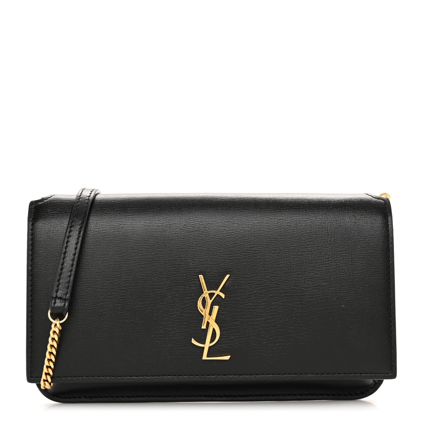 Smooth Calfskin Monogram Phone Holder Crossbody Black