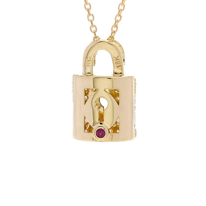 Roberto Coin 18K Yellow Gold Diamond Tiny Treasures Lock Pendant Necklace 4 of 5