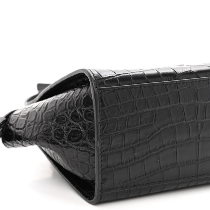 Saint Laurent Calfskin Crocodile Embossed Monogram Toy Cabas Black 8 of 9