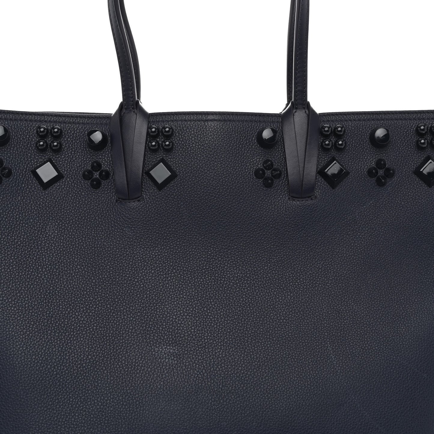 Calfskin Empire Spike Studded East West Cabata Tote Navy