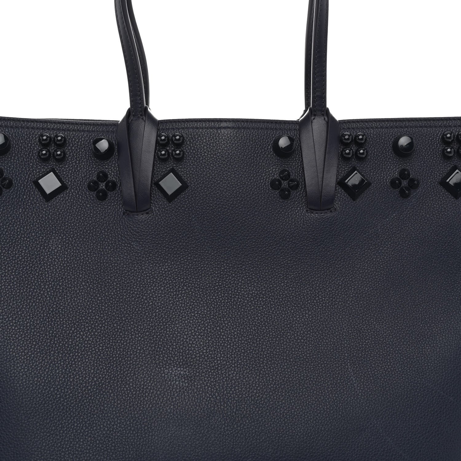 Christian Louboutin Calfskin Empire Spike Studded East West Cabata Tote Navy 8 of 12