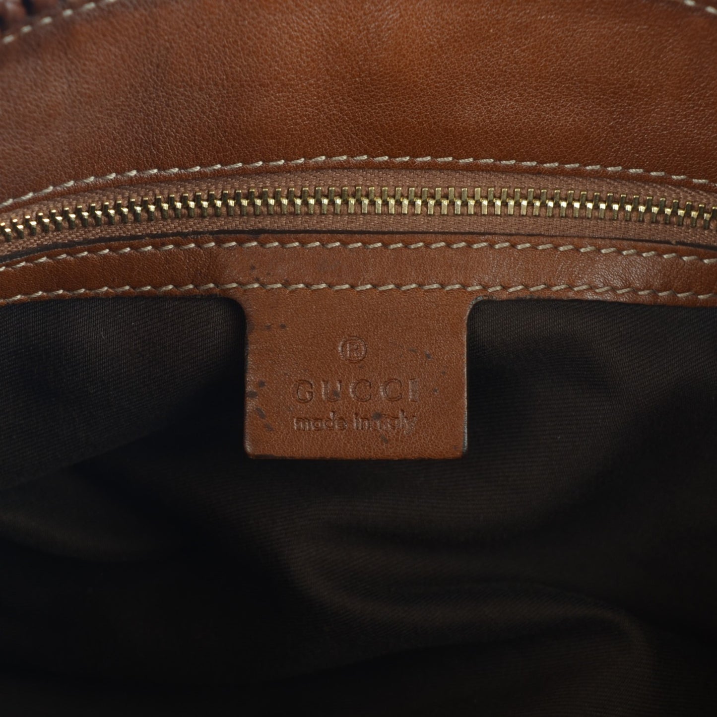 Calfskin Large Horsebit Chain Hobo Brown