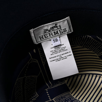 Hermes Beaver Felt Swift Glossed Lambskin Very Kelly Hat 58  Black Bleu Nuit 6 of 7