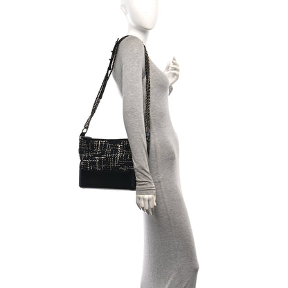 Chanel Tweed Calfskin Quilted Medium Gabrielle Hobo Black White 2 of 11