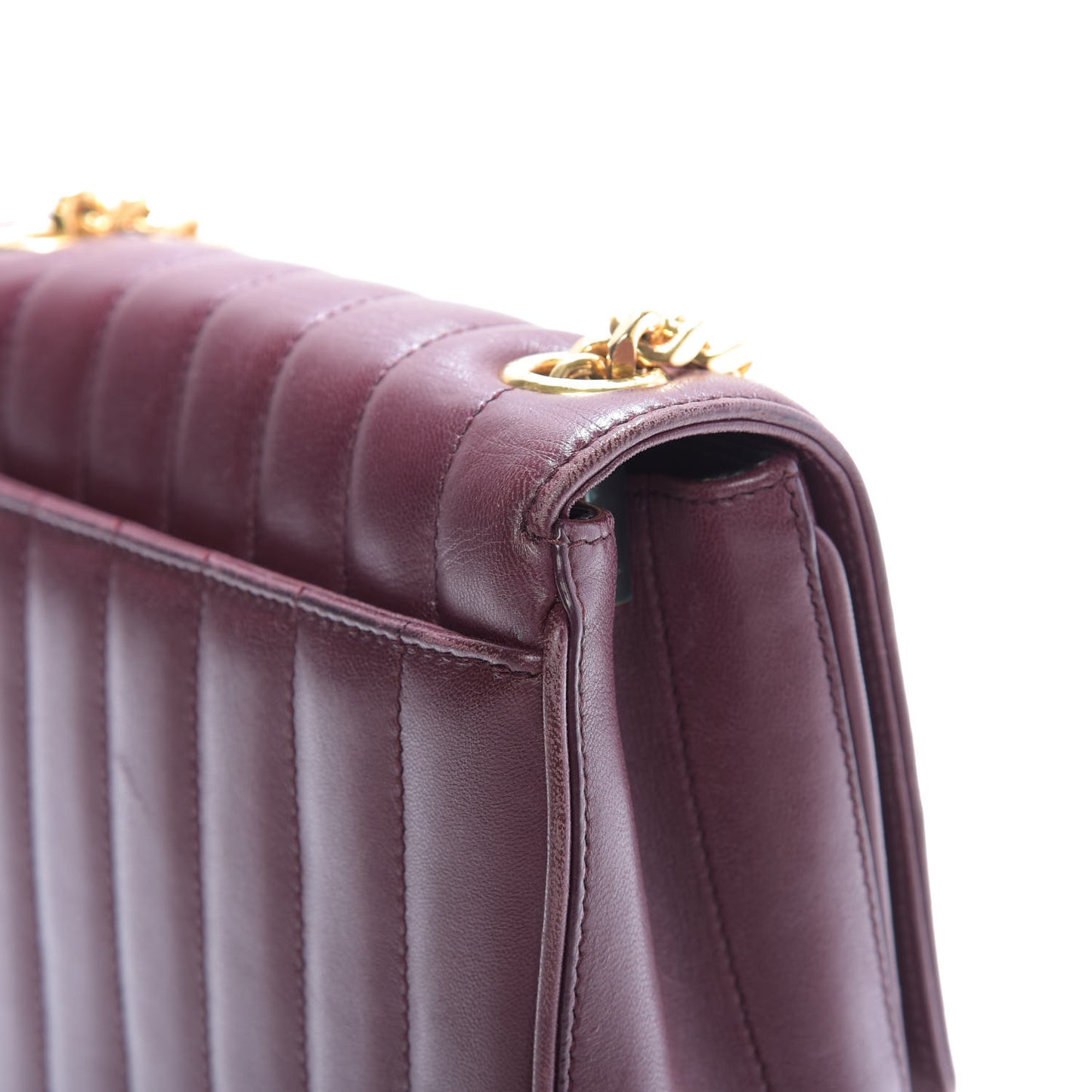 Lambskin Matelasse Monogram Medium Vicky Chain Bag Dark Legion Red