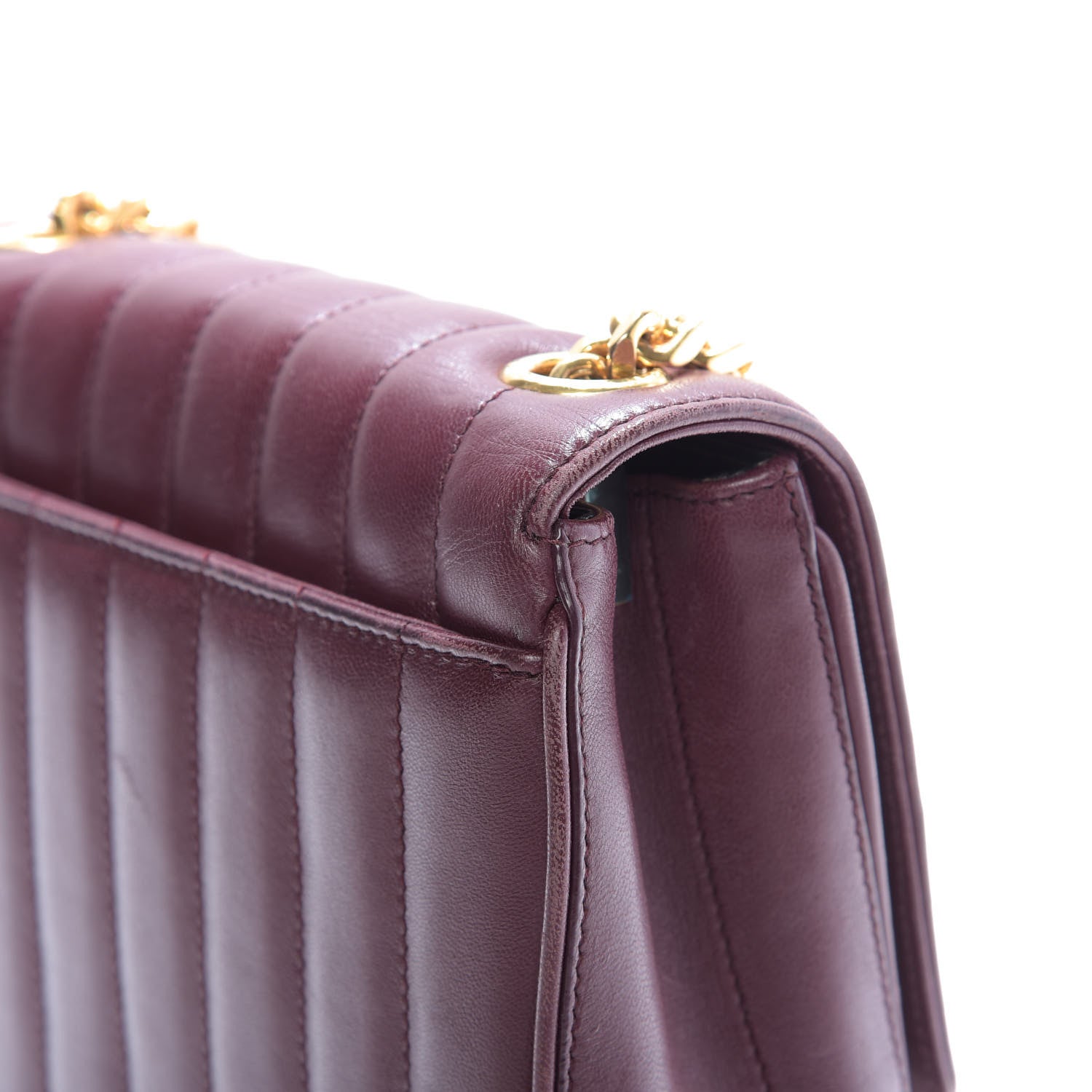 Saint Laurent Lambskin Matelasse Monogram Medium Vicky Chain Bag Dark Legion Red 11 of 11