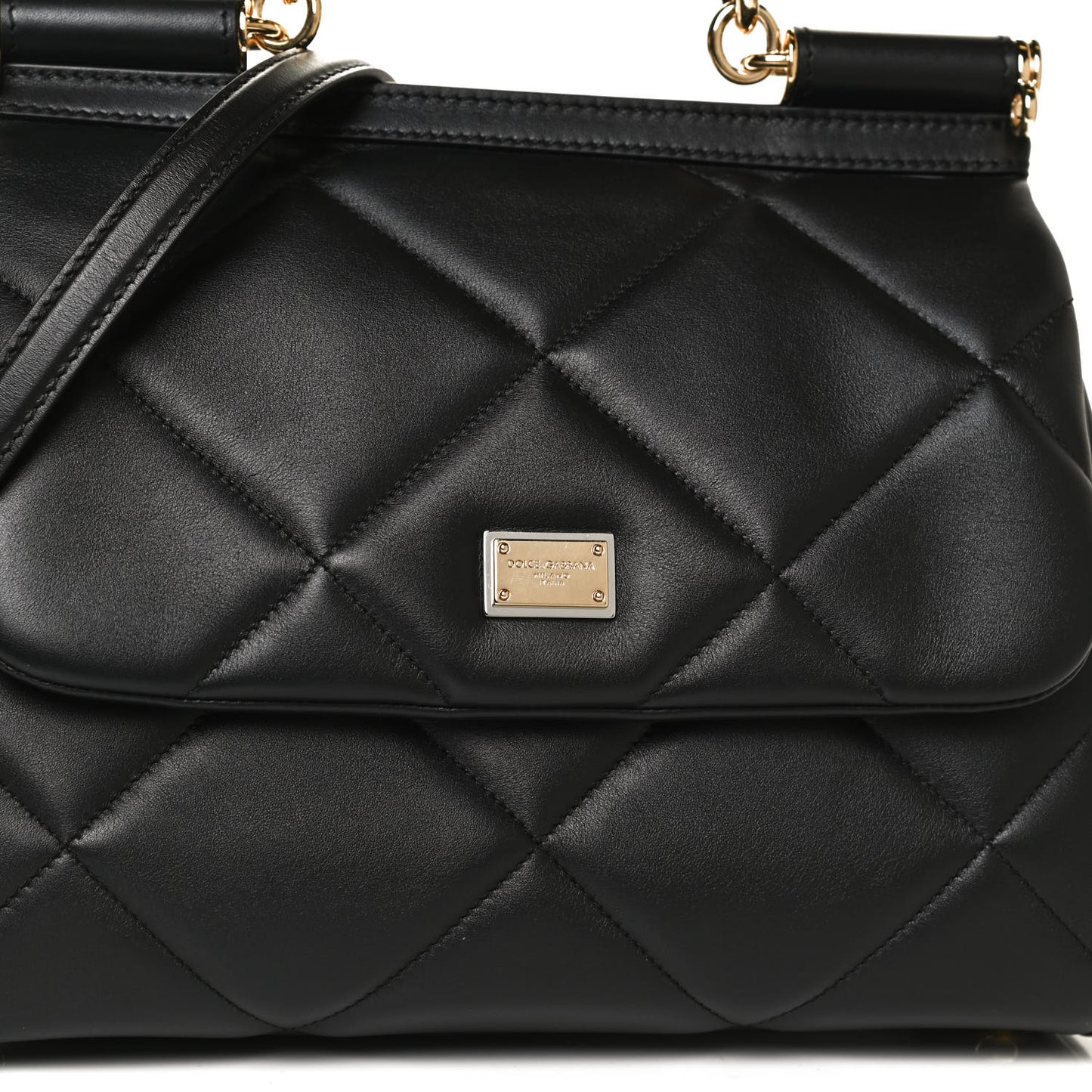 Calfskin Quilted Medium Miss Sicily Satchel Black