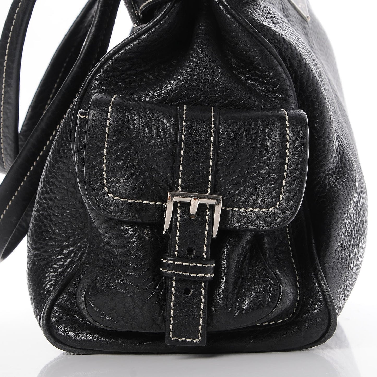 Vitello Daino Side Pocket Tote Black