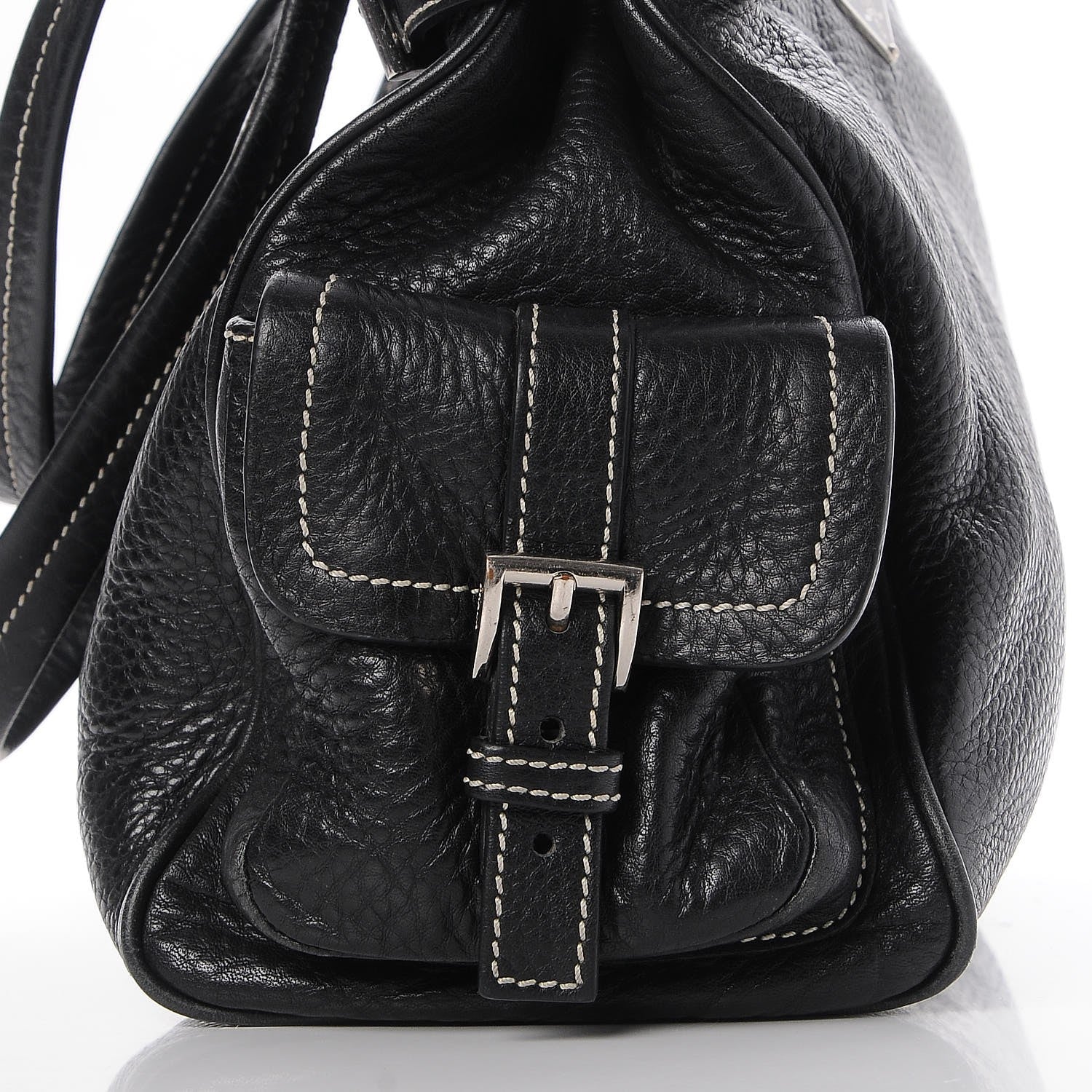 Prada Vitello Daino Side Pocket Tote Black 19 of 20