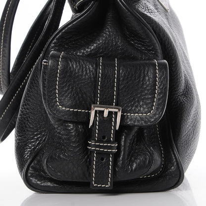 Prada Vitello Daino Side Pocket Tote Black 19 of 20