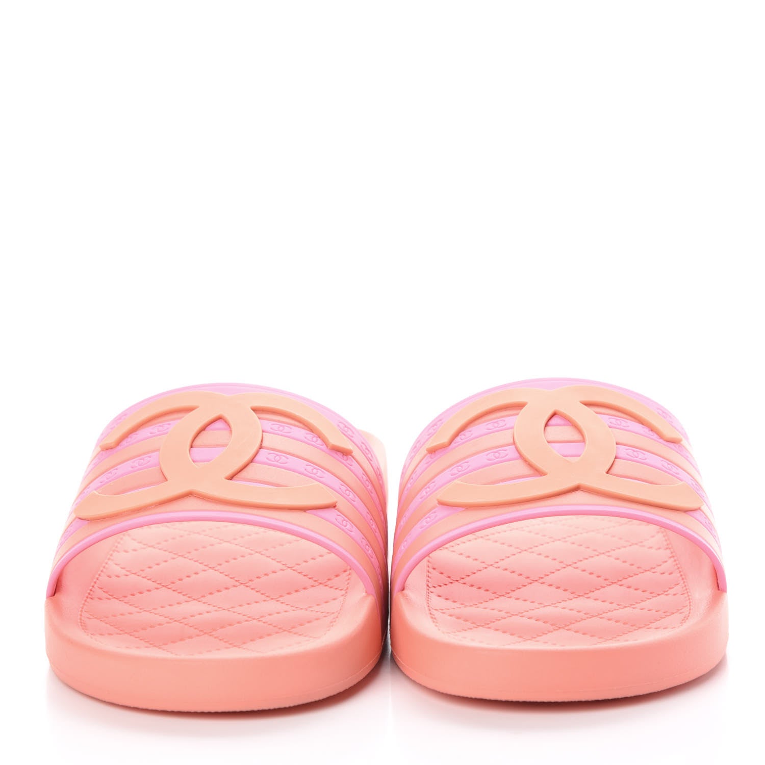 Chanel Rubber CC Flat Slide Sandals 41 Orange Pink 2 of 8