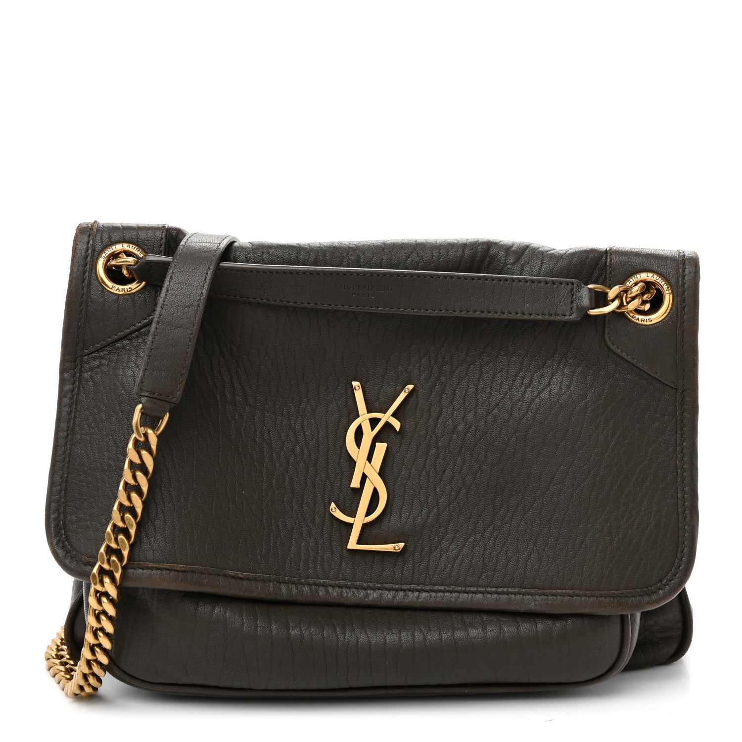 Saint Laurent Grained Lambskin Monogram Medium Niki Chain Satchel Light Musk 1 of 10