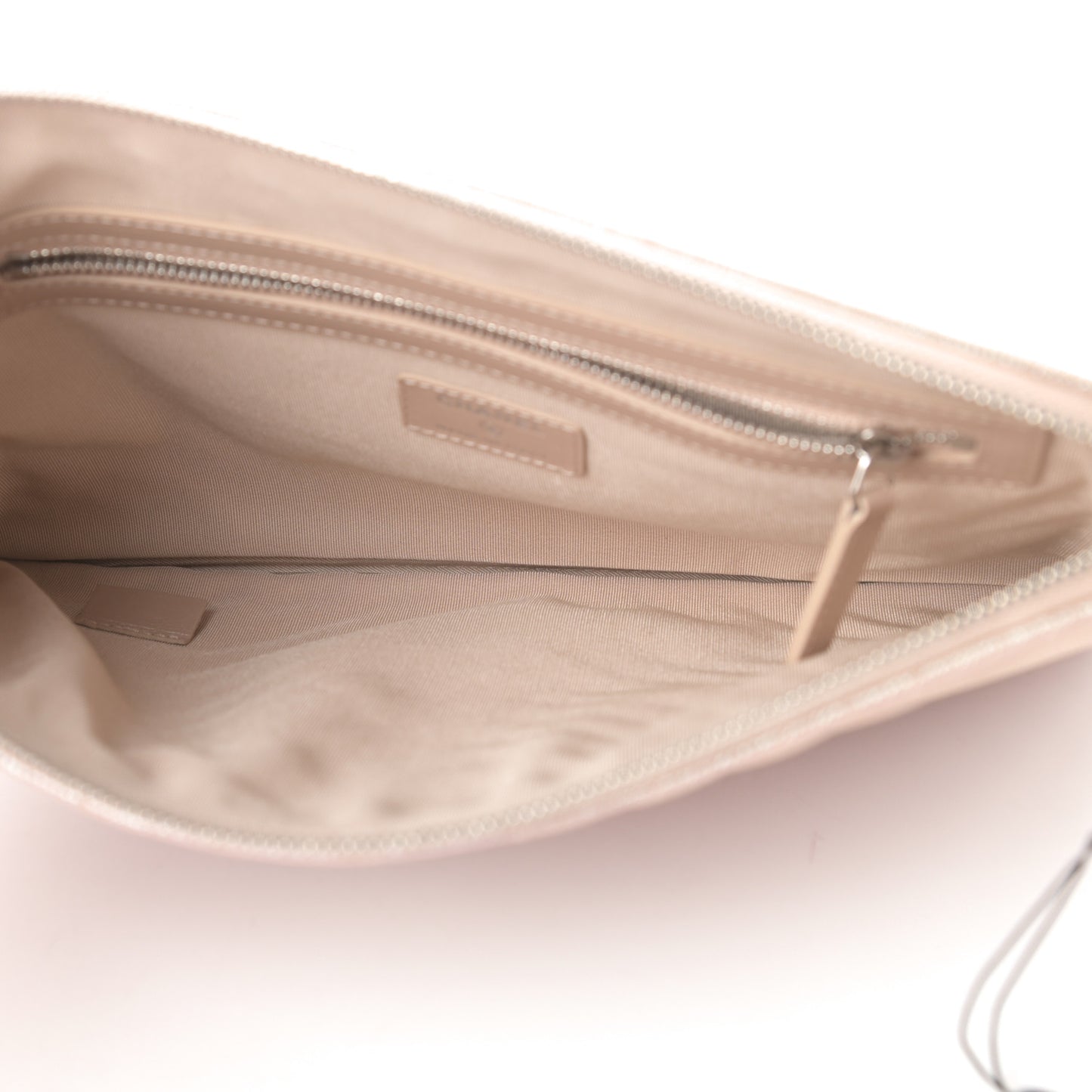 Iridescent Caviar Chevron Quilted Medium Cosmetic Case Light Gold