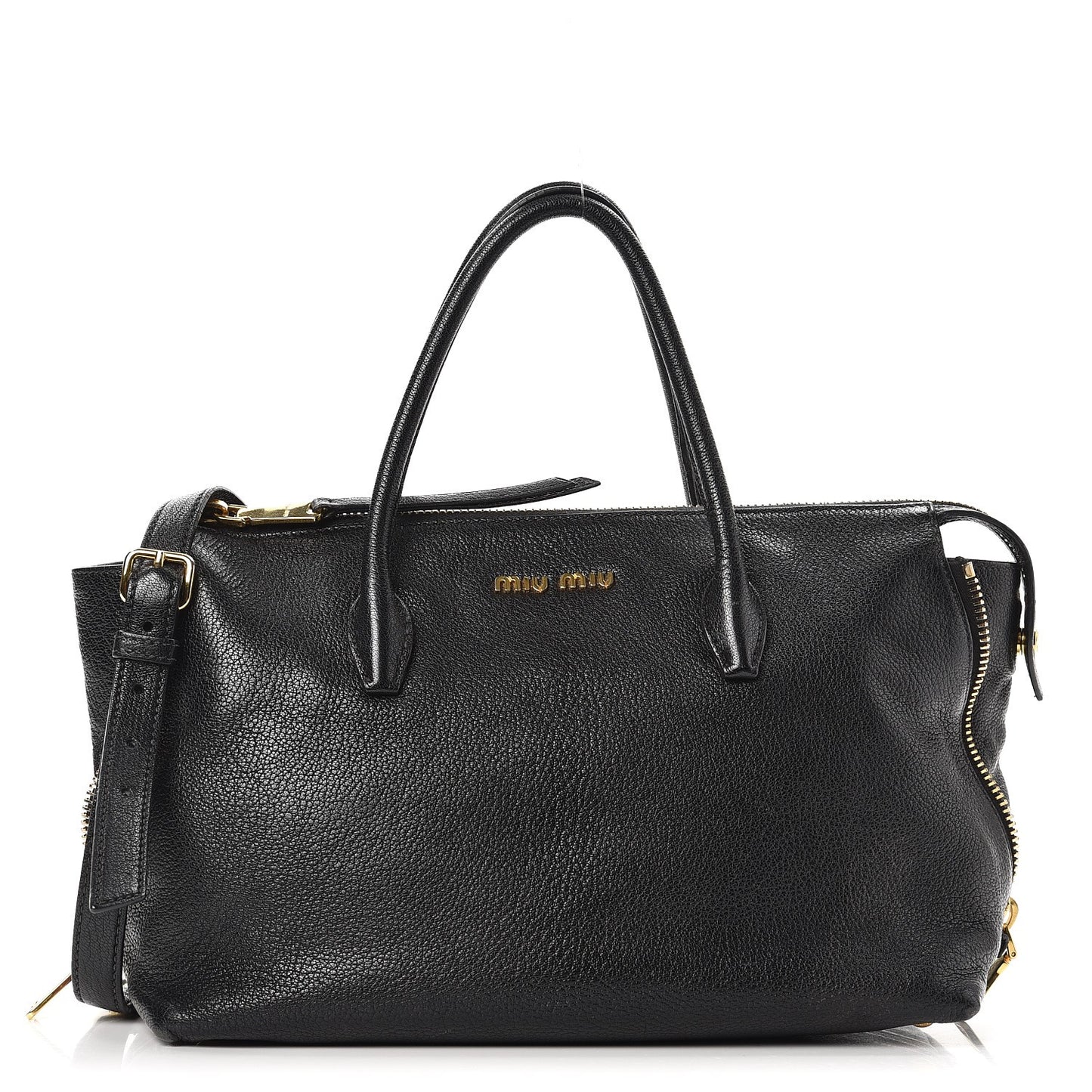 Goatskin Madras Zip Tote Nero Black