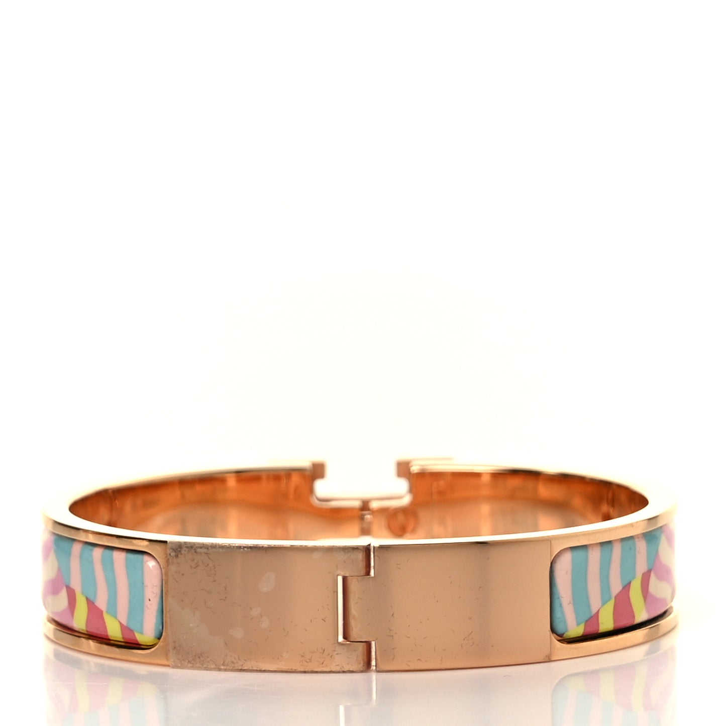 Enamel Narrow Print Zebres De Tanzania Clic Clac H Bracelet PM Color Patch
