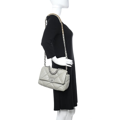 Chanel Goatskin Quilted Medium Chanel 19 Flap Grey 2 of 11