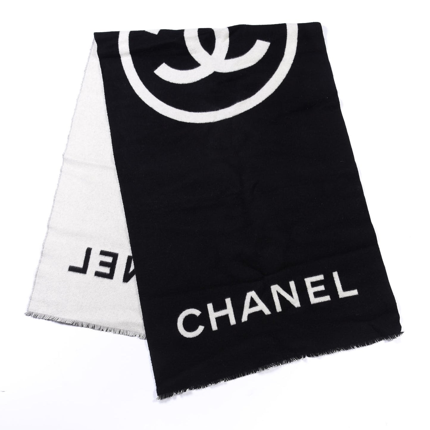 Cashmere CC Scarf Black White