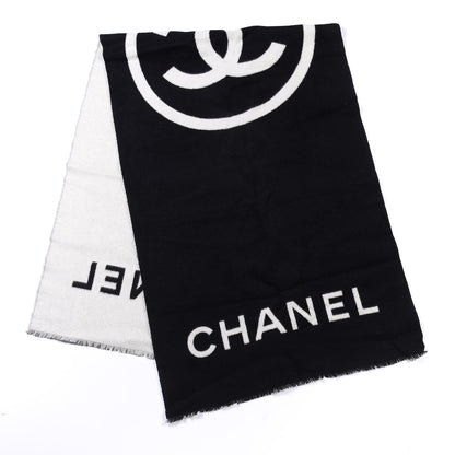 Chanel Cashmere CC Scarf Black White 1 of 3