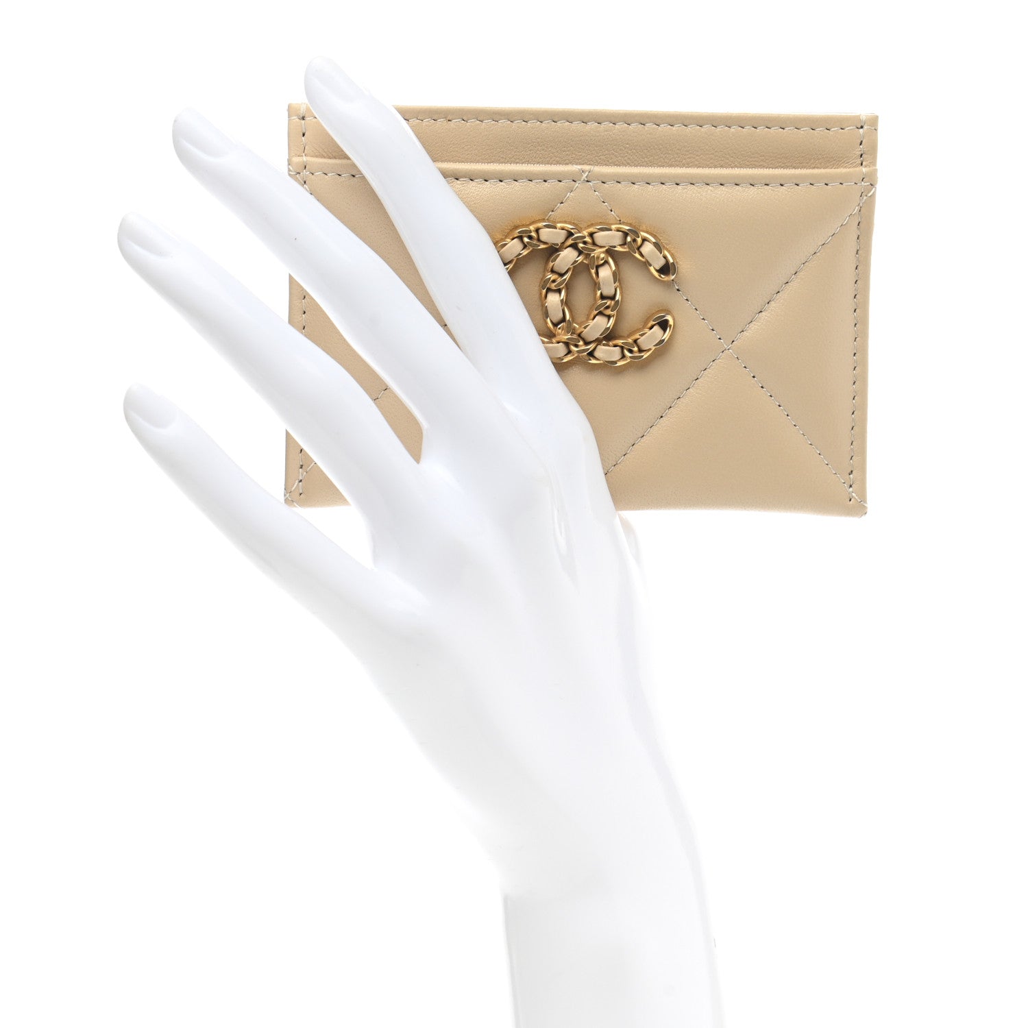 Chanel Lambskin Quilted 19 Card Holder Beige 2 of 8