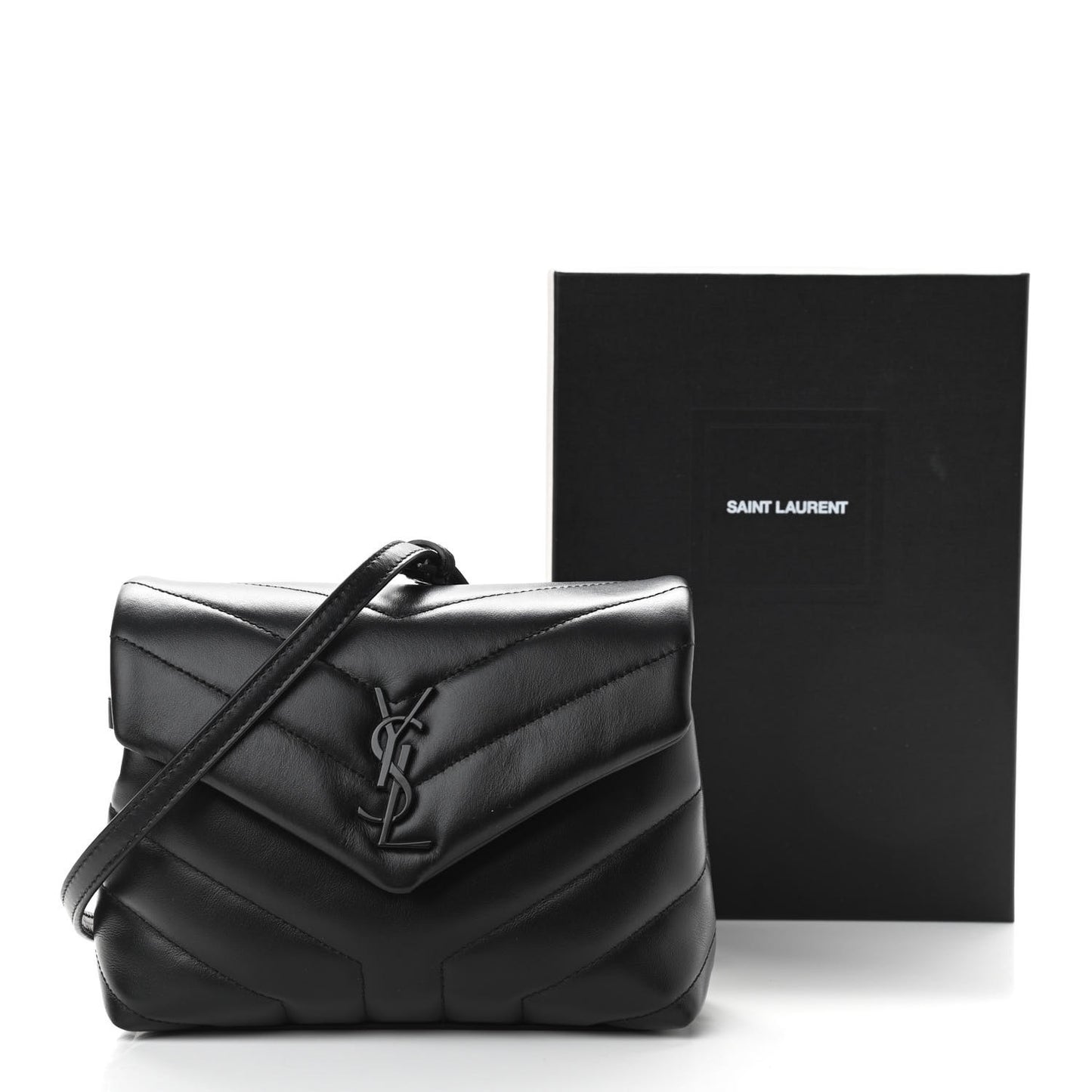 Calfskin Y Quilted Monogram Toy Loulou Crossbody Bag Black