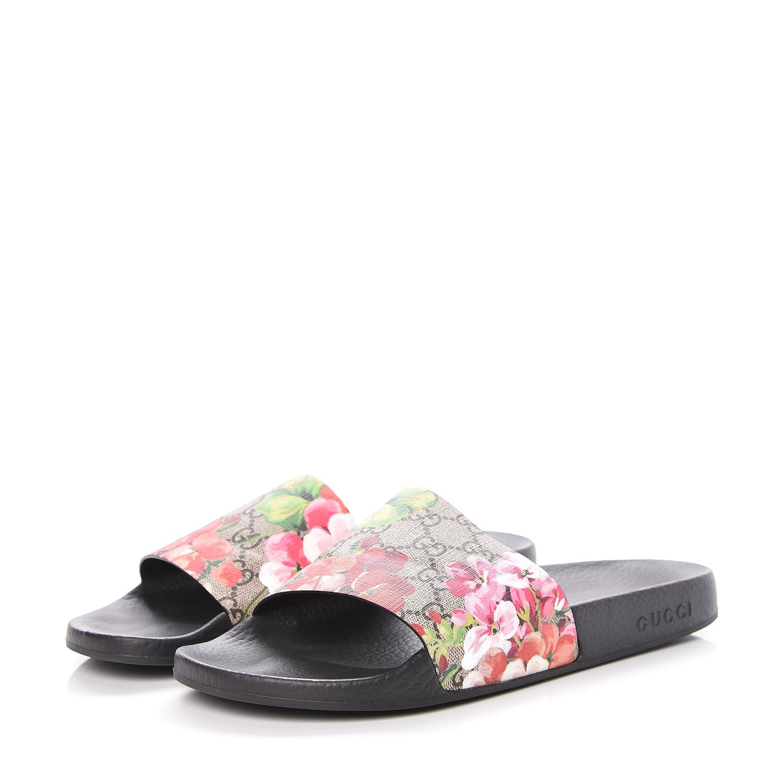 Gucci GG Supreme Monogram Blooms Slide Sandals 41 Beige Multicolor 3 of 9
