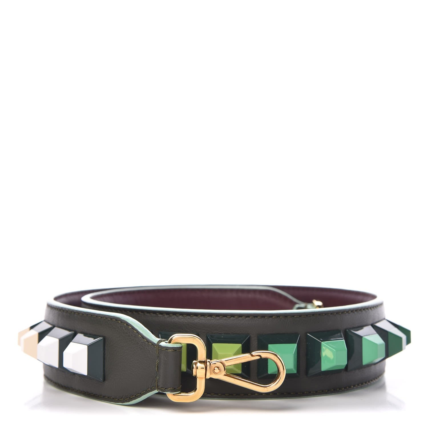 Fendi Vitello Dolce Bi-Color Degrade Studded Strap You Verde Prato Bordeaux 1 of 4
