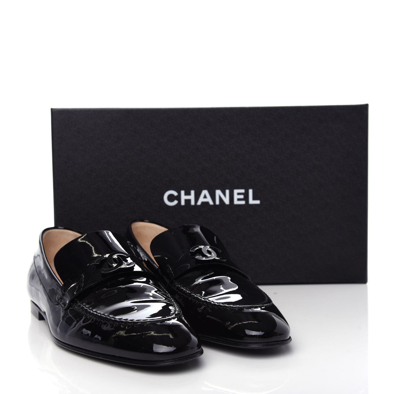 Chanel Patent CC Mocassin Loafers 40.5 Black 13 of 13