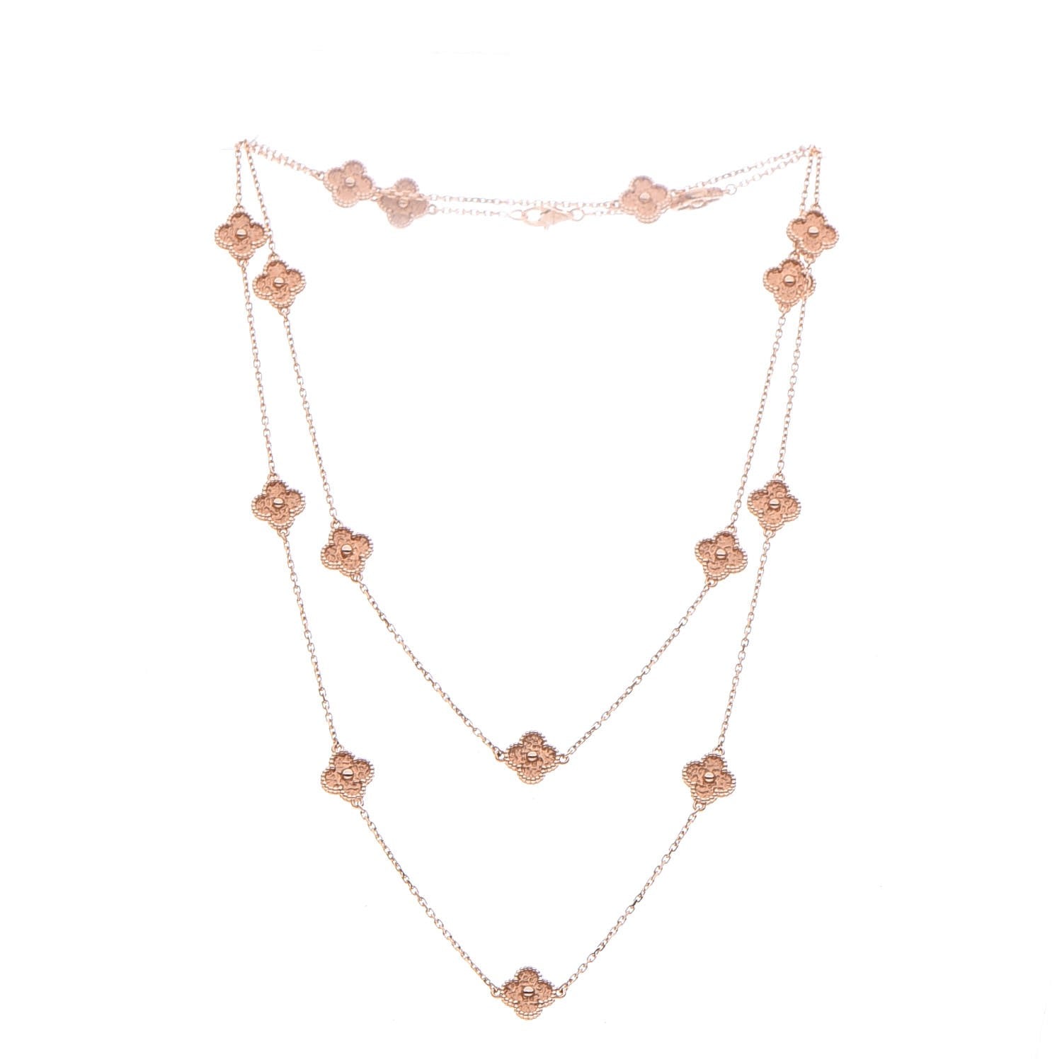 Van Cleef & Arpels 18K Rose Gold 16 Motifs Sweet Alhambra Necklace 3 of 7