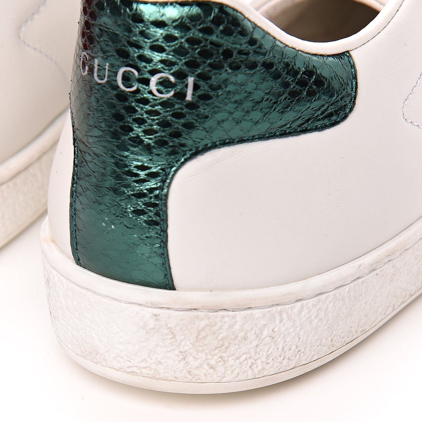 Calfskin Ayers Bee Embroidered Womens Ace Sneakers 39 White Green