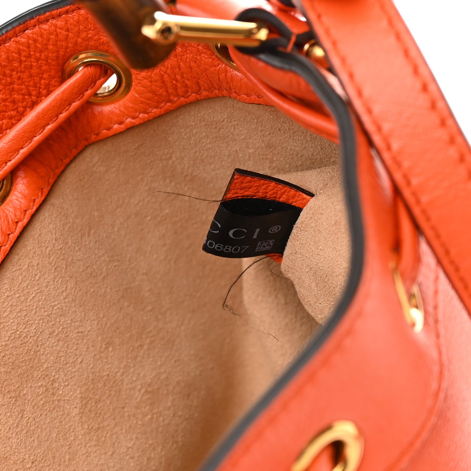 Gucci Softy Wonka Textured Dollar Calfskin Mini Diana Bucket Bag Deep Orange Spicy Cyclamin 11 of 11
