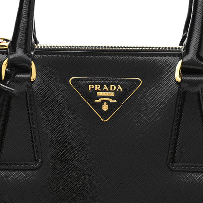 Prada Saffiano Vernice Mini Galleria Double Zip Tote Black 8 of 11