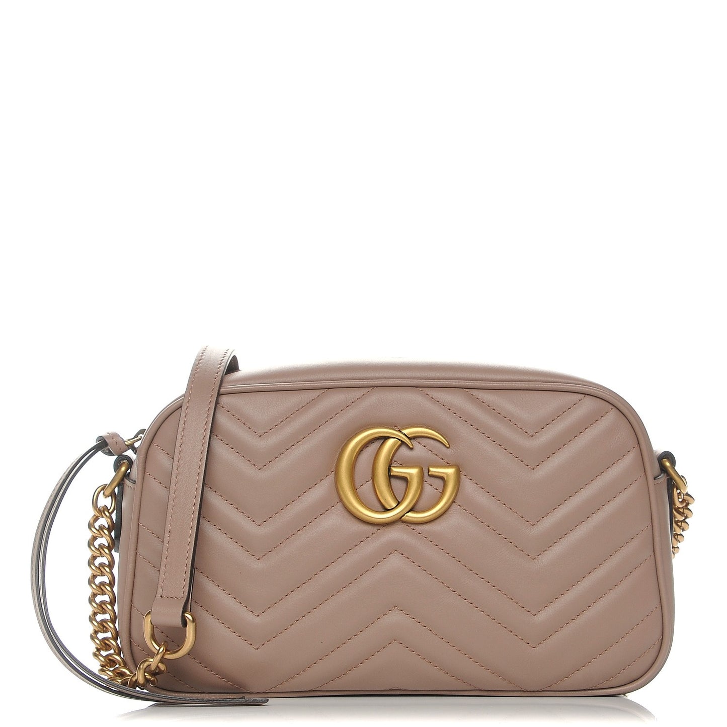 Calfskin Matelasse Small GG Marmont Chain Shoulder Bag Porcelain Rose