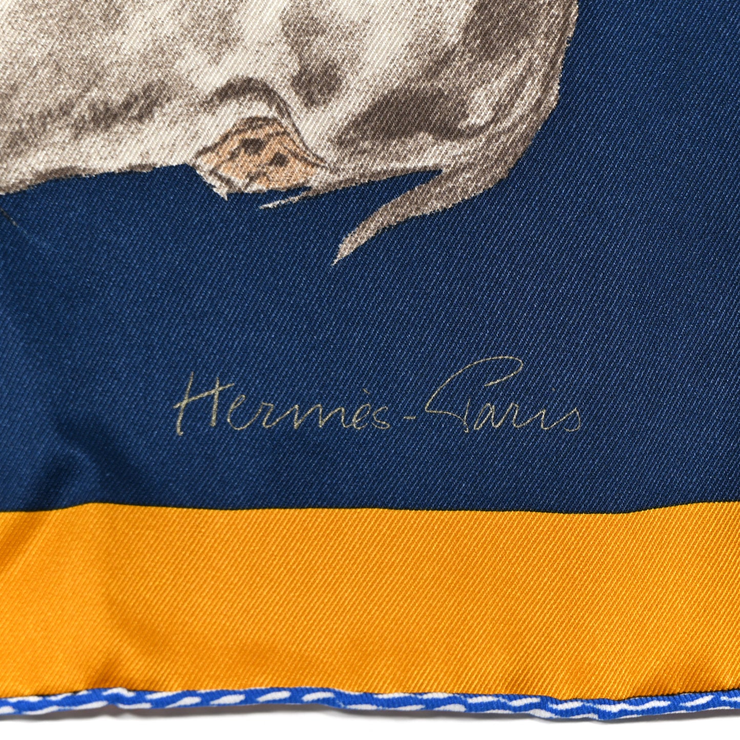 Silk Les Bassets Scarf 70 Marine Sepia