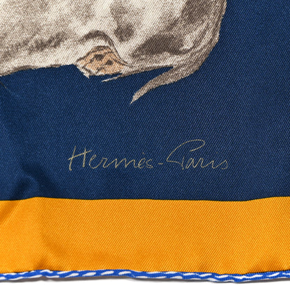 Hermes Silk Les Bassets Scarf 70 Marine Sepia 2 of 4